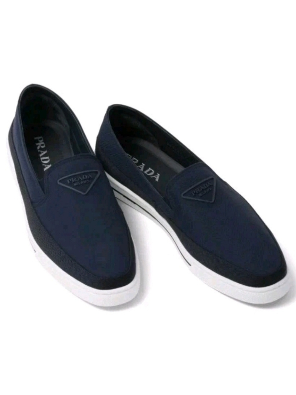 $1,020 PRADA Triangle Logo Slip-On Nylon Blue Sneakers UK 7 US 8 EU 41 BNIB - Picture 4 of 9